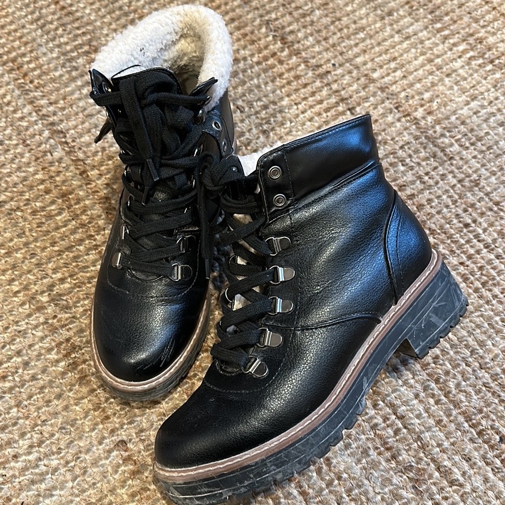 Cozy Laced Up Combat Boots